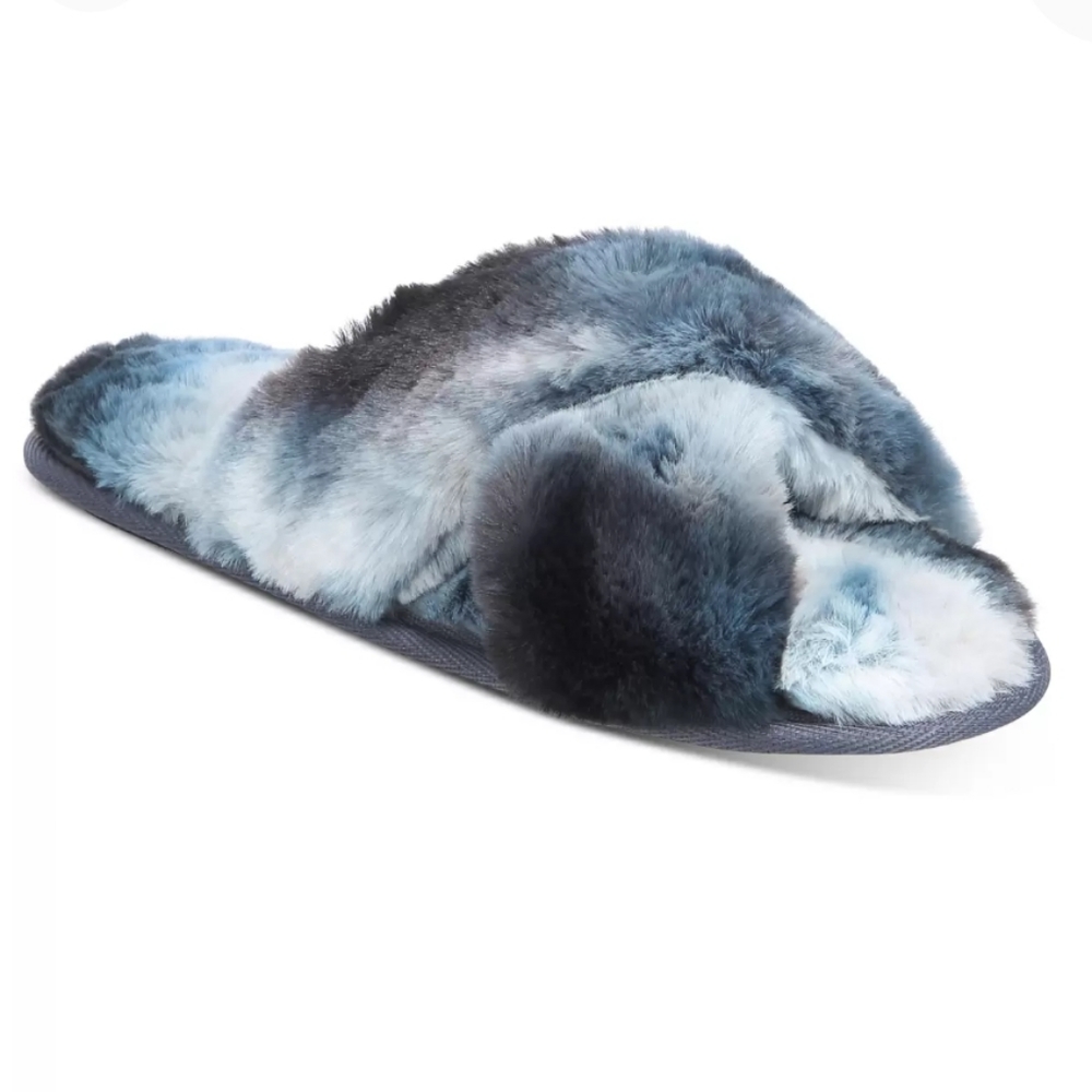 Jenni Women's Crisscross Faux Fur Slide Box Slipper Size Small 5-6
